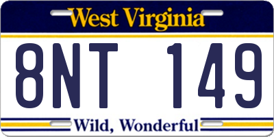 WV license plate 8NT149