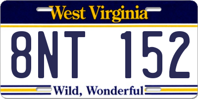 WV license plate 8NT152
