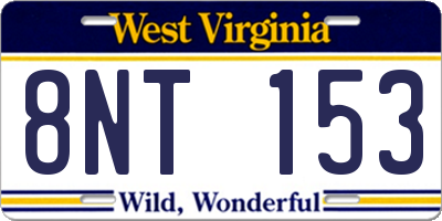 WV license plate 8NT153