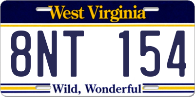 WV license plate 8NT154