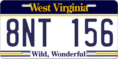 WV license plate 8NT156