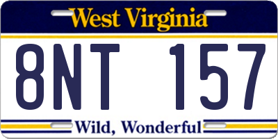 WV license plate 8NT157