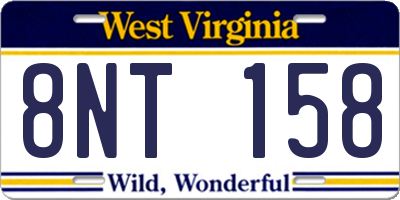 WV license plate 8NT158