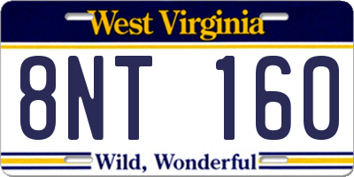 WV license plate 8NT160