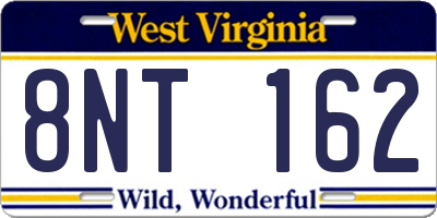 WV license plate 8NT162