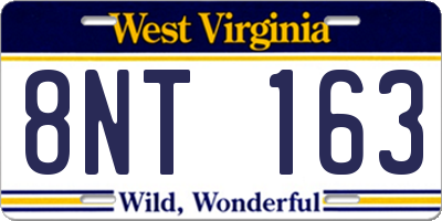 WV license plate 8NT163