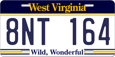 WV license plate 8NT164