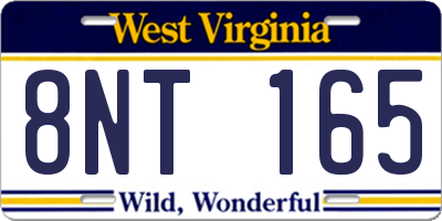 WV license plate 8NT165