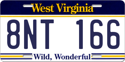 WV license plate 8NT166