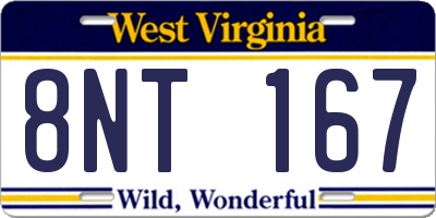 WV license plate 8NT167