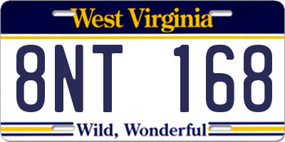 WV license plate 8NT168