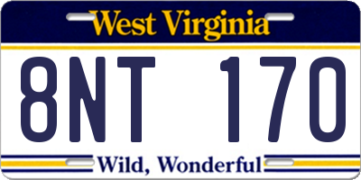 WV license plate 8NT170