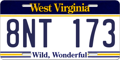 WV license plate 8NT173