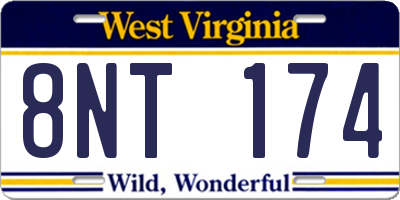 WV license plate 8NT174