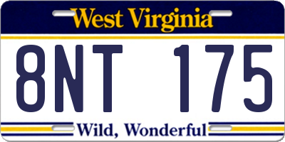 WV license plate 8NT175
