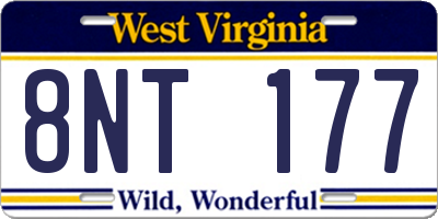 WV license plate 8NT177