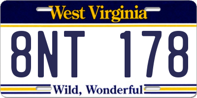 WV license plate 8NT178