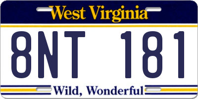 WV license plate 8NT181