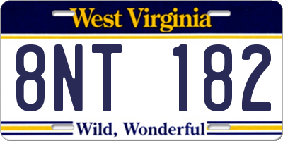 WV license plate 8NT182