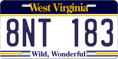 WV license plate 8NT183