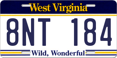 WV license plate 8NT184