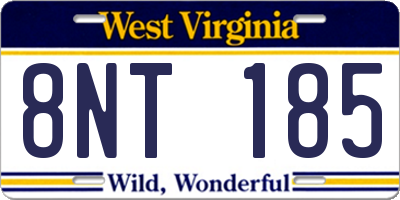 WV license plate 8NT185