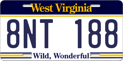 WV license plate 8NT188