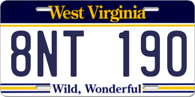 WV license plate 8NT190