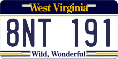 WV license plate 8NT191