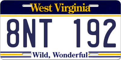 WV license plate 8NT192