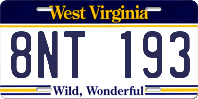 WV license plate 8NT193