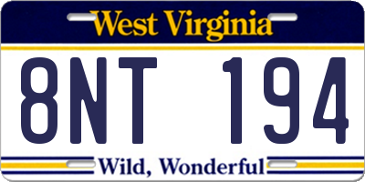 WV license plate 8NT194