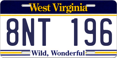 WV license plate 8NT196