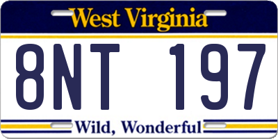 WV license plate 8NT197