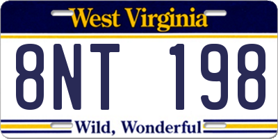 WV license plate 8NT198