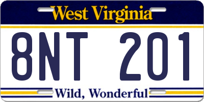 WV license plate 8NT201