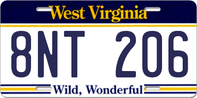 WV license plate 8NT206