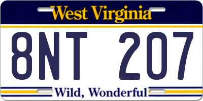 WV license plate 8NT207