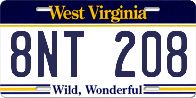 WV license plate 8NT208
