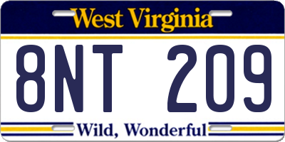 WV license plate 8NT209