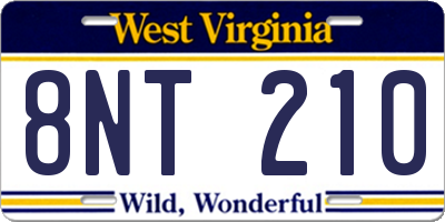WV license plate 8NT210
