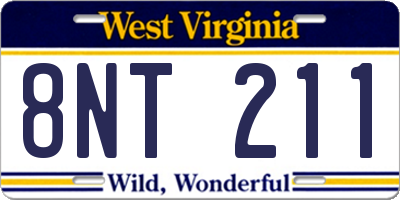 WV license plate 8NT211