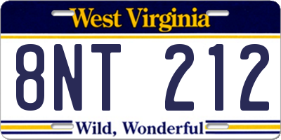 WV license plate 8NT212