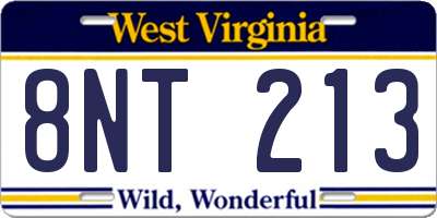 WV license plate 8NT213