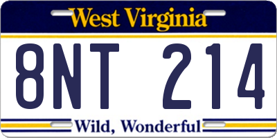 WV license plate 8NT214
