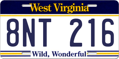 WV license plate 8NT216