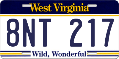 WV license plate 8NT217
