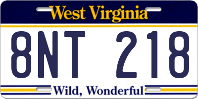 WV license plate 8NT218