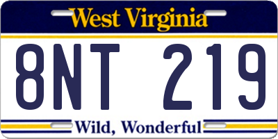 WV license plate 8NT219