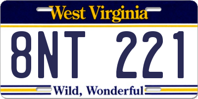 WV license plate 8NT221